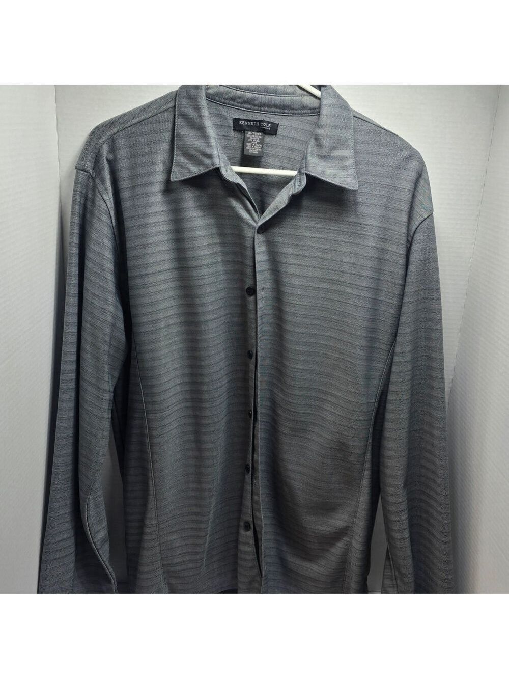 Kenneth Cole Men's Casual Gray Button-Down Shirt